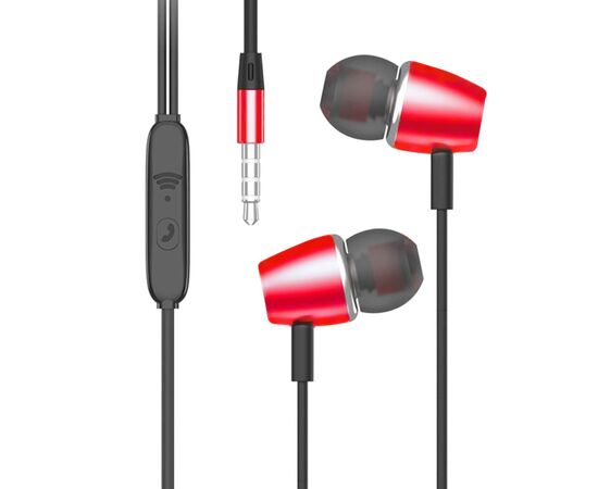  Проводные наушники с микрофоном внутриканальные SKYDOLPHIN SR24, 3.5 Jack (red) (206548) 