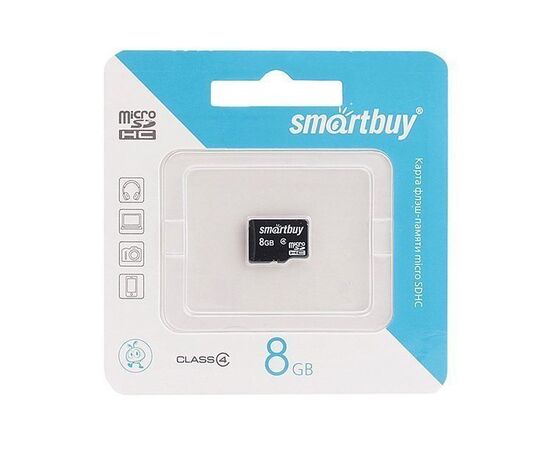  Карта флэш-памяти MicroSD  8 Гб Smart Buy без SD адаптера (class 4) 