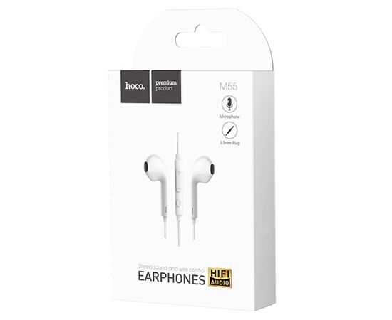  Проводные наушники HOCO M55 Memory, Jack 3.5mm, 1.2 м, белый 