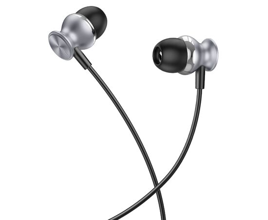  Проводные наушники HOCO M106 Fountain, Jack 3.5mm, 1.2 м, серый металлик 