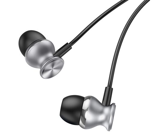  Проводные наушники HOCO M106 Fountain, Jack 3.5mm, 1.2 м, серый металлик 