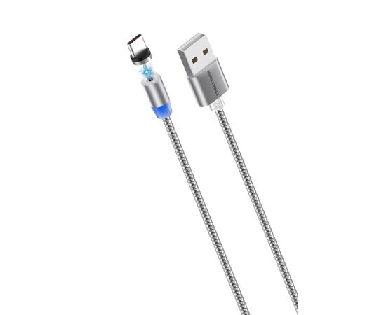  Дата-кабель Smart USB 3.0A для Type-C Magnetic More choice K61Sa нейлон 1м (Dark Grey) 