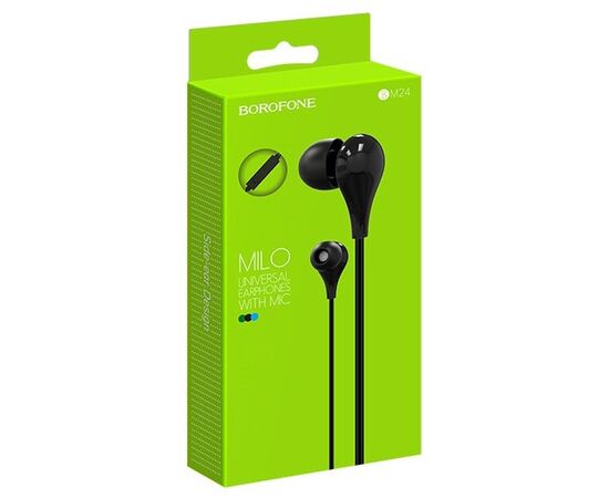  Наушники вакуумные AUX разъём с МК без рег.громкости длина 1.2м Borofone BM24 (Black) 