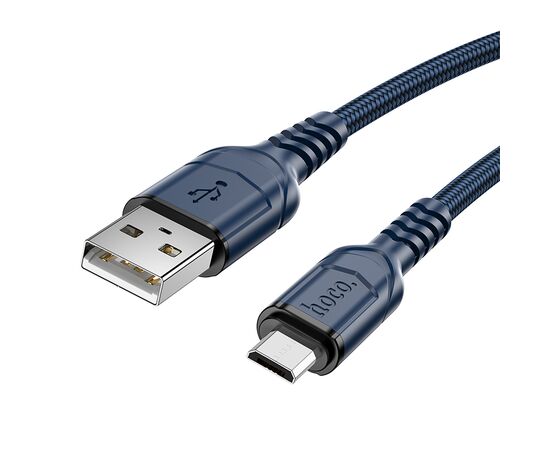  Дата-кабель USB 2.4A для micro USB Hoco X59 нейлон 2м (Blue) 