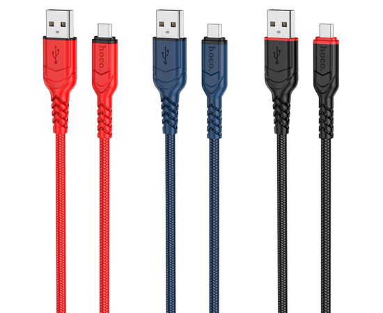  Дата-кабель USB 2.4A для micro USB Hoco X59 нейлон 2м (Blue) 