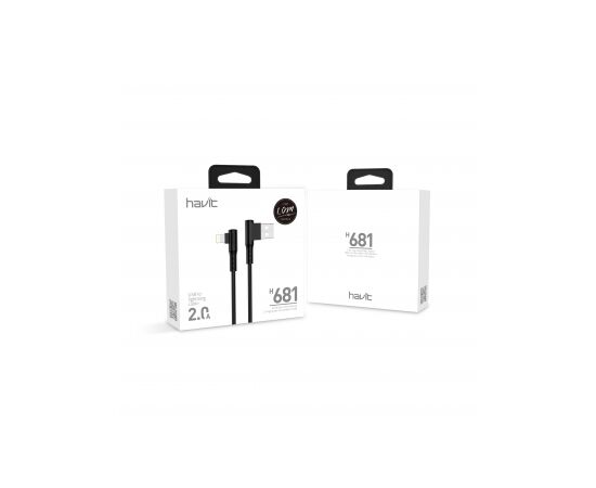  Кабель угловой lightning HAVIT HV-H681 2.0A 1.0 m. Черный 