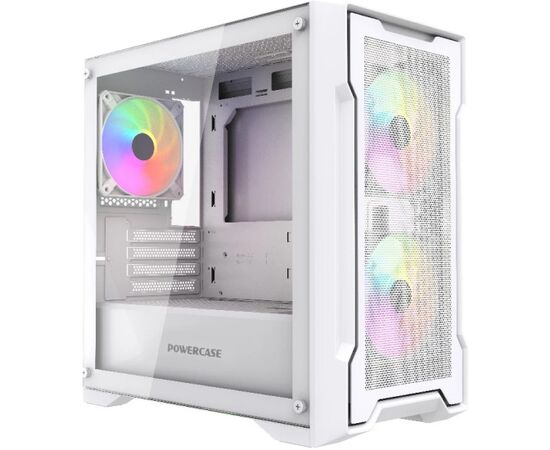  Корпус Powercase Mistral Micro X3W ARGB (CMMXW-A3), Tempered Glass, 3x 120mm ARGB PWM Fan, белый, mATX 