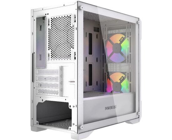  Корпус Powercase Mistral Micro X3W ARGB (CMMXW-A3), Tempered Glass, 3x 120mm ARGB PWM Fan, белый, mATX 