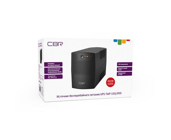  ИБП CBR UPS-TWP-101J-850, 850VA/510W, IEC 320 C13x3 outlets, LED, USB Type-B, RJ11/45 AVR, SEC, 12V/8Ah 